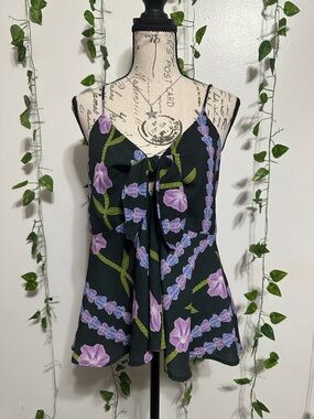 Luz Floral Print Tank Top in Black and Lavender (READ DESCRIPTION)
